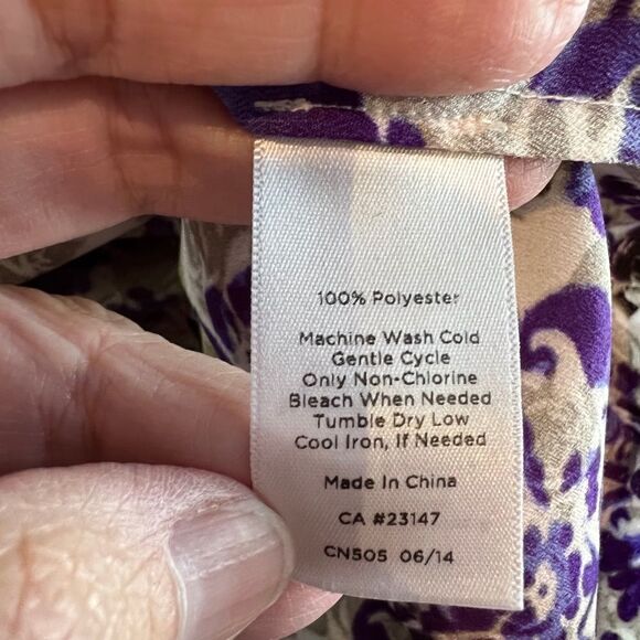 Talbots purple gray damask floral blouse - Picture 8 of 9